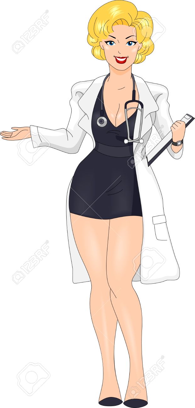 9069089-Illustration-of-a-Pin-up-Girl-Wearing-a-Doctor-s-Uniform-Stock-Photo